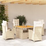  5-dijelni vrtni blagovaonski set od poliratana s jastucima bež Dužina stola 110 cm | shoptok.hr