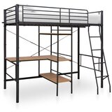 vidaXL Krevet na kat sa stolićima u okviru sivi metalni 90 x 200 cm | shoptok.hr