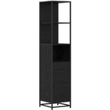 vidaXL Kopalniška omarica s predalom Črni hrast 35 x 37.5 x 166 cm | Shoptok.si