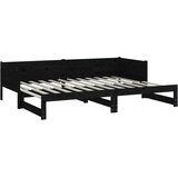  Dnevni ležaj na izvlačenje crni 2x(90x190) cm masivna borovina | shoptok.hr