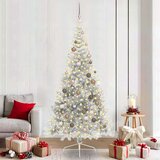 vidaXL Umjetna preddekorirana božićna jelka srebrna 210 cm PET | Shoptok.si