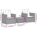  3-dijelni bistro set s jastucima poliratan i drvo bagrema sivi | Eponuda.com