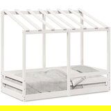 vidaXL Otroška postelja s streho bela 70x140 cm borovina | Shoptok.si