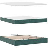 vidaXL Otomanska postelja z vzmetnico Temno zelena 160x200cm Žamet | Shoptok.si