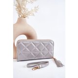  Large Quilted Wallet With Stripe Silver Jeffrey | Shoptok.si