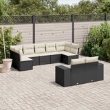  9-dijelni set vrtnih sofa s jastucima crni od poliratana Cijene