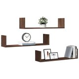 vidaXL Stenske police 3 kosi rjavi hrast 80x18x18 cm inženirski les | Shoptok.si
