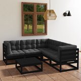 The Living Store Vrtna sedežna garnitura 6-delna z blazinami trdna borovina - Vrtna Sedežna Garnitura, (21426276) | Shoptok.si