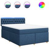 vidaXL Box spring postelja z vzmetnico modra 140x190 cm blago, (21306679) | Shoptok.si