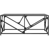  Stolić za kavu s crnom staklenom površinom 98,5x50x41 cm čelik | shoptok.hr