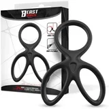 Triple Penis & Testicles Ring Liquid Silicone Black