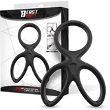 Triple Penis & Testicles Ring Liquid Silicone Black