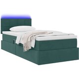  Postelja z LED lučmi z vzglavjem Temno zelena 90 x 200 cm Žamet, (5000100385) | Shoptok.si