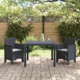 vidaXL 3-delni vrtnarinski jedilni set s blazinami antracitno sive barve iz poly rattana | Shoptok.si