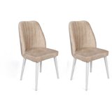 Hanah home Alfa-494 V2 BeigeWhite Chair Set (2 Pieces) | ePonuda.com
