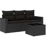 Maison Chic Seti vrtnega pohištva - Vrtna garnitura - Vrtni pohištvo set 4-delna z blazinami črna poli ratan, (21819646) | Shoptok.si