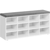 Songmics Klop za čevlje z blazino, klop za shranjevanje z oblazinjenim sedežem, klop za hodnik z 12 predelki, nastavljivimi policami, za spalnico, 11,9 x 40,9 x 18,9 palcev, bela in siva LHS012W14, (21325695) Cene