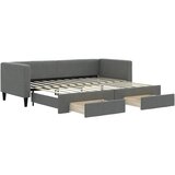 vidaXL Izvlečna dnevna postelja s predali temno siva 80x200 cm blago, (20787821) Cene