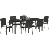  Vrtni set za blagovanje s jastukom 7 pcs Crna 200 x 80 x 73 cm | shoptok.hr