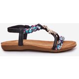 ARTIKER Women's Flat Sandals With Woven Straps And Embellishments Black | Shoptok.si