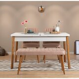Hanah home Santiago White Atlantic-Stone Atlantic PineWhiteStone Extendable Dining Table & Chairs Set (4 Pieces) | ePonuda.com