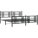 vidaXL Kovinski posteljni okvir z vzglavjem in vznožjem črn 183x213 cm | Shoptok.si