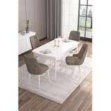 Hanah home trpezarijski set Are, sto na razvlačenje i 4 stolice, bela ploča, kapućino tkanina Babyface | Eponuda.com