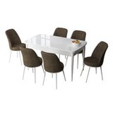 Hanah home set trpezarijski sto i 6 stolica zen white brown | ePonuda.com