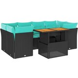 vidaXL Vrtna garnitura - 7-dijelni set vrtnih sofa od poliratana s jastucima crni - Crna 1 | shoptok.hr