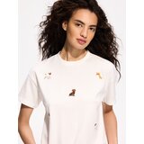 Reserved Pamučna majica kratkih rukava s vezom - bijela | shoptok.hr