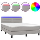  Box spring postelja z vzmetnico LED sv. siva 140x200 cm blago, (20789751) | Shoptok.si