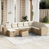 vidaXL 9-dijelni set vrtnih sofa s jastucima bež od poliratana | shoptok.hr