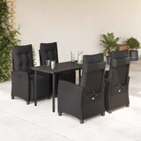  5-dijelni vrtni blagovaonski set s jastucima od poliratana crni | shoptok.hr