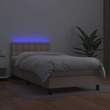  Krevet box spring madrac LED cappuccino 90x200cm umjetna koža | shoptok.hr