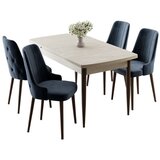 Hanah home trpezarijski set Nola, sto na razvlačenje i 4 stolice, ploča u dekoru travertina, braon noge, antracit tkanina Babyface | Eponuda.com