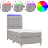  Box spring postelja z vzmetnico LED sv. siva 100x200 cm blago, (20930111) | Shoptok.si