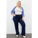 Trendyol Curve Navy Blue High Five Tube Leg Denim Trousers