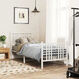 Maison Chic Kovinski Posteljni okvir - Enojna postelja - Postelja za odrasle z vzglavjem in vznožjem bel 75x190 cm, (21695807) | Shoptok.si