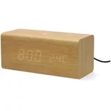 Digitalna FM budilka LED s snooze, datumom in termometrom, Bež, (5000232123)
