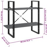 Ormarić za knjige s 2 razine sivi 80x30x70 cm masivna borovina | Eponuda.ba