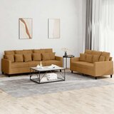  2-dijelni set sofa s jastucima smeđi baršunasti | Eponuda.com
