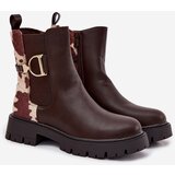 Boto Insulated Ankle Boots Women's With Gold Detail In Patches Brown Priscilla Cijene