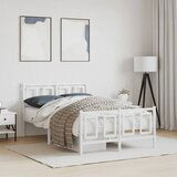 Maison Chic Kovinski Posteljni okvir - Dvoposteljna postelja - Zakonska postelja z vzglavjem in vznožjem bel 120x190 cm, (21697279) | Shoptok.si