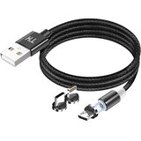 AVIZAR Magnetni kabel 3-v-1 USB-C / Lightning / Micro-USB na USB-A 1m, Črna, (5000191859) | Shoptok.si