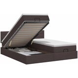  Podesivi krevet s madracem 2 pcs Tamno smeđa Tkanina Slike
