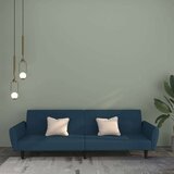 vidaXL Kavč dvosed z ležiščem moder žamet | Shoptok.si