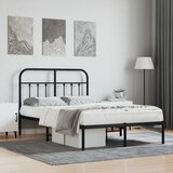 Maison Chic Kovinski Posteljni okvir - Dvoposteljna postelja - Zakonska postelja z vzglavjem črn 120x190 cm, (21692597) | Shoptok.si