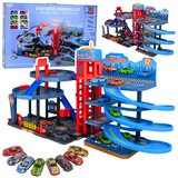 Lean Toys Parkiralište s automobilima, staza na 4 razine, 8 metalnih vozila, naljepnice | shoptok.hr