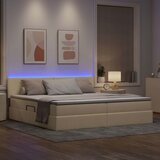  Krevet s prostorom za pohranu s LED-om Krema 200 x 200 cm | shoptok.hr