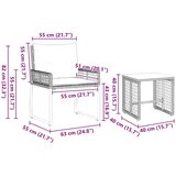  Set vanjskog namještaja s jastukom 3 pcs Crna i Tirkizna - Crna i tirkizna 2x pojedinačna stolica +1x stol | shoptok.hr